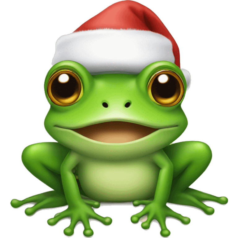 Frog with Santa hat emoji