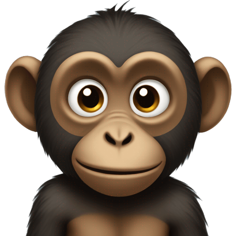 A shy, dark-skinned monkey with eyes full of tears and love. emoji