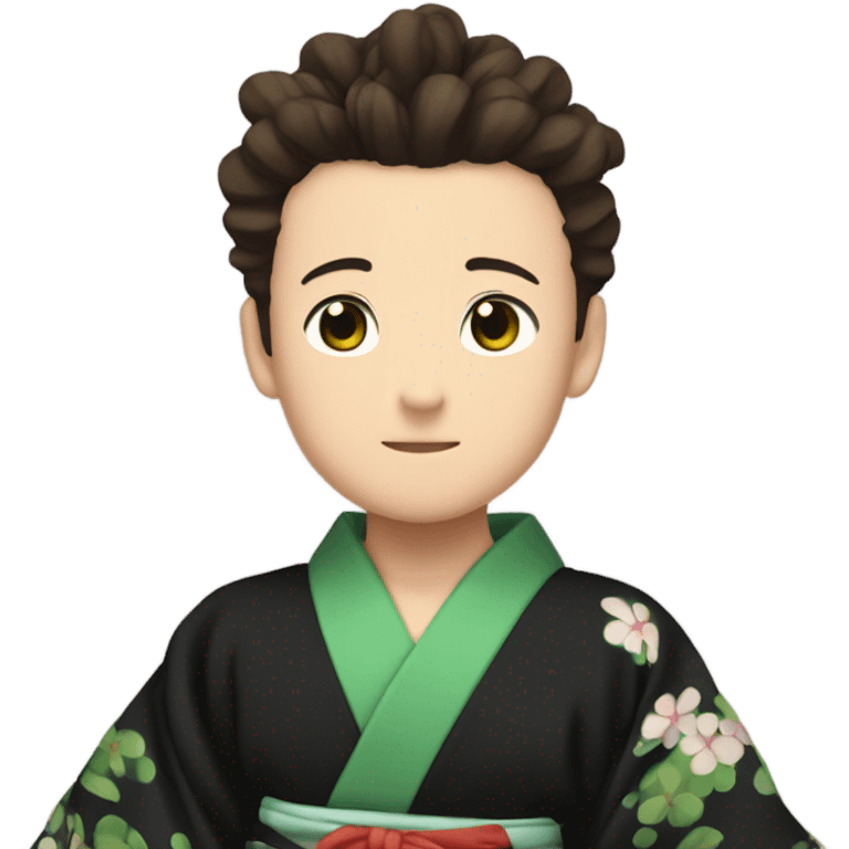 Tanjiro black and green kimono  emoji