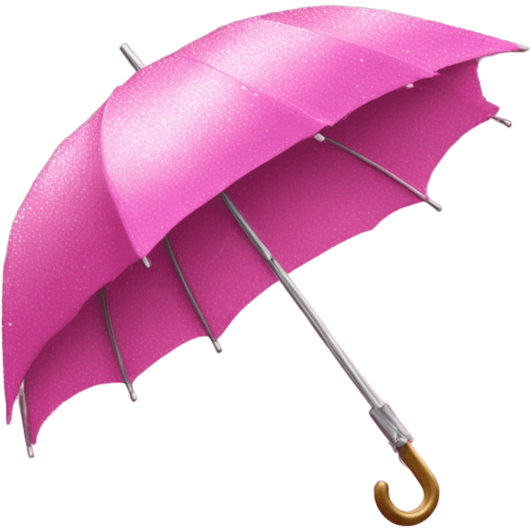 Pink sparkly umbrella in a thunderstorm emoji