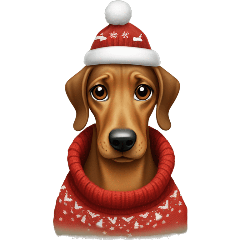 Teckel dog wearing a Christmas pullover  emoji