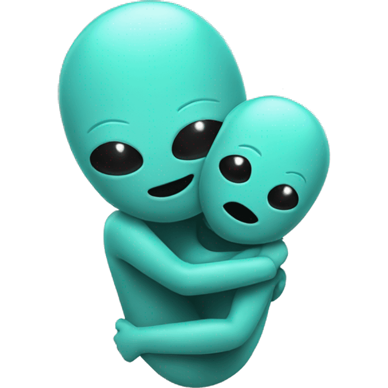 Two floating aliens hugging  emoji