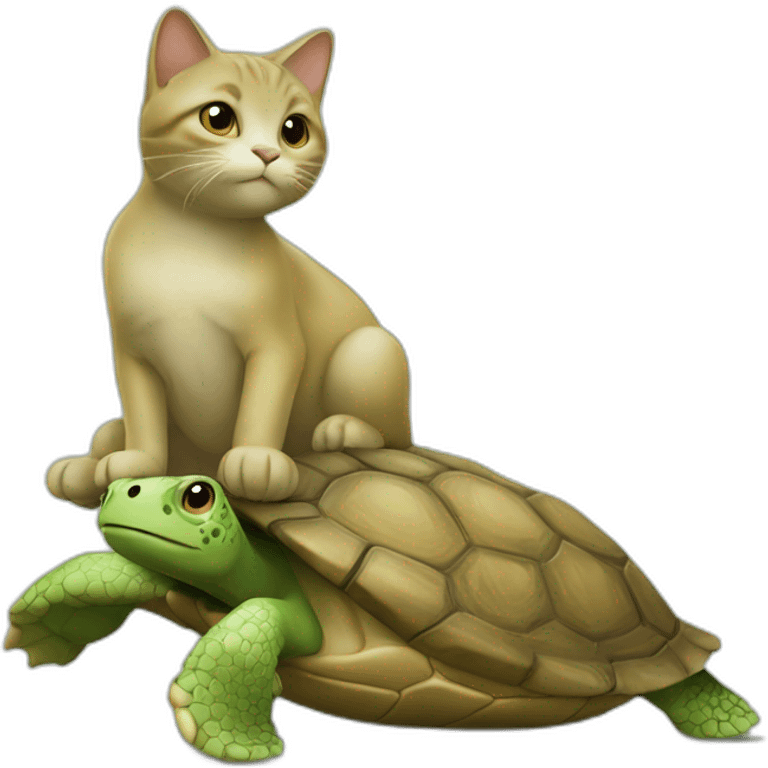 Un chat sur une tortue emoji