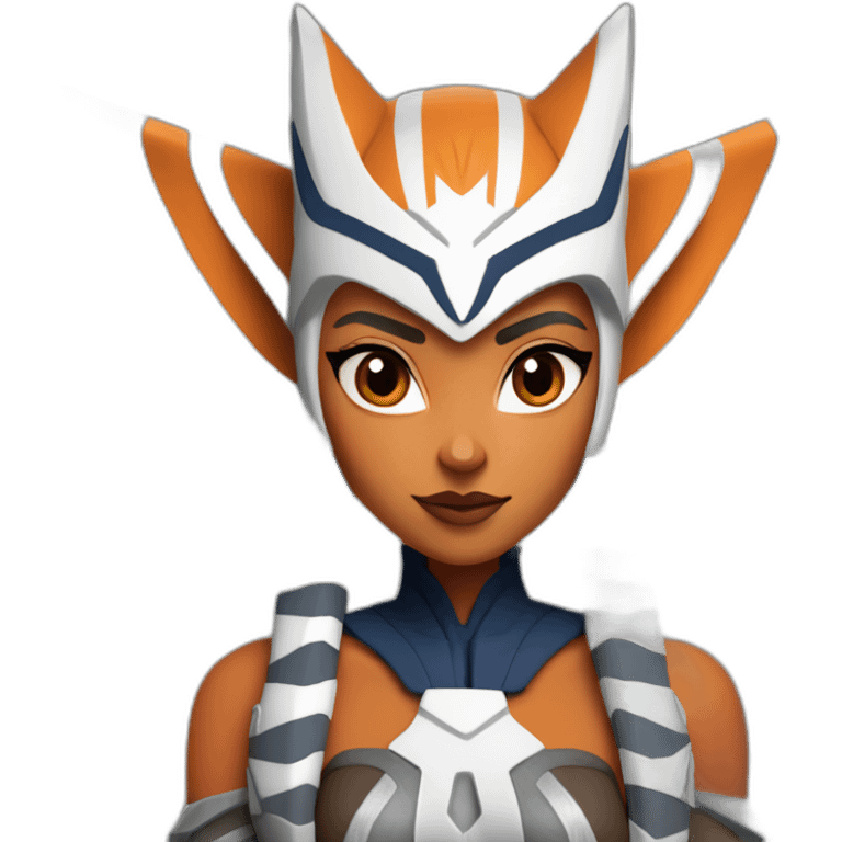 Sexy Ahsoka Tano (superhero pose) (portrait, front facing, Apple iOS 17 style) (small horns) emoji