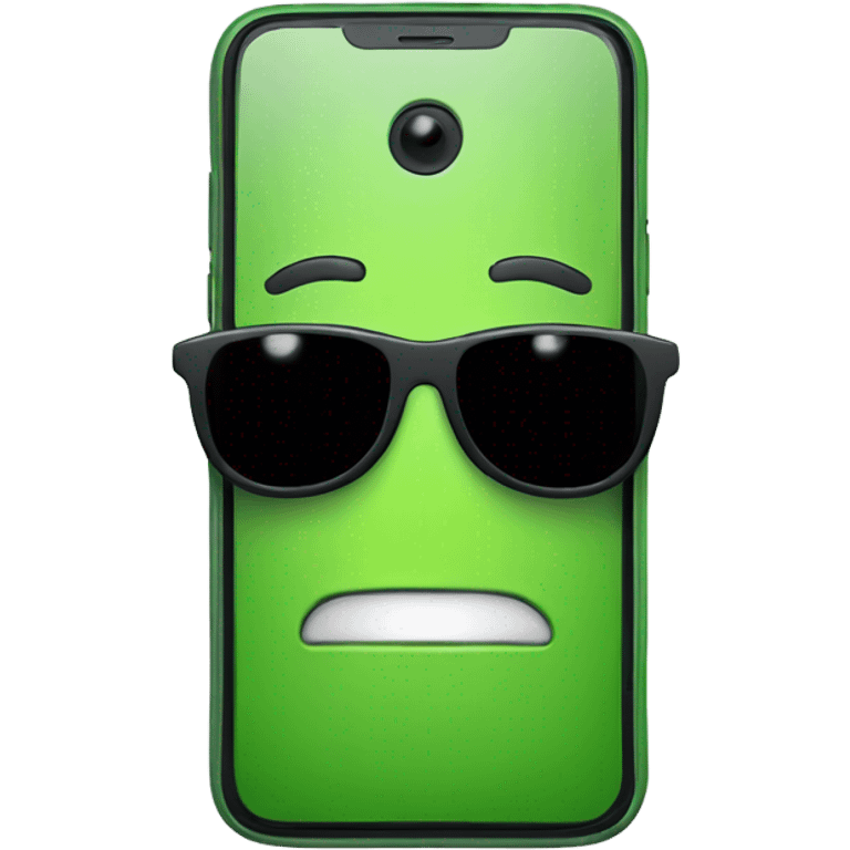 Green smartphone happy emoji