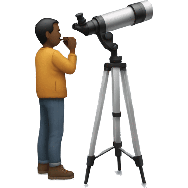 person looking at a telescope facing the moon emoji