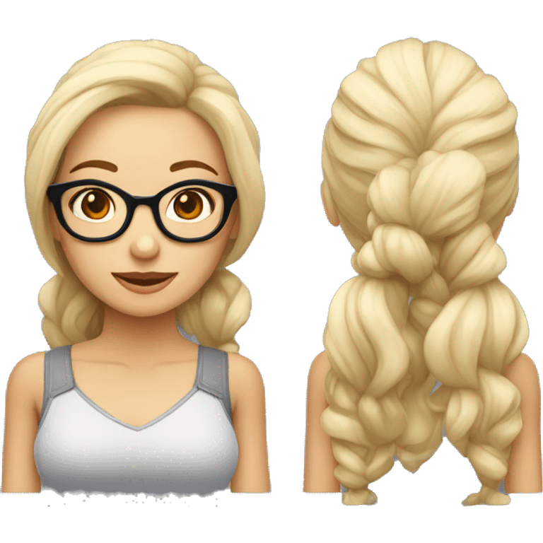 Maestra, morena con gafas, pelo largo  emoji