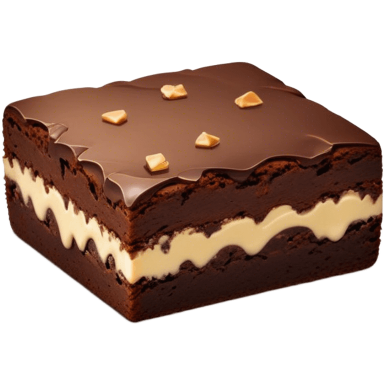 Cinematic Realistic Brownies, rich and dense with a deep chocolate hue, slightly cracked on top revealing the fudgy center, soft light reflecting off the warm surface, a few crumbs scattered around, glowing with an indulgent and comforting texture. emoji