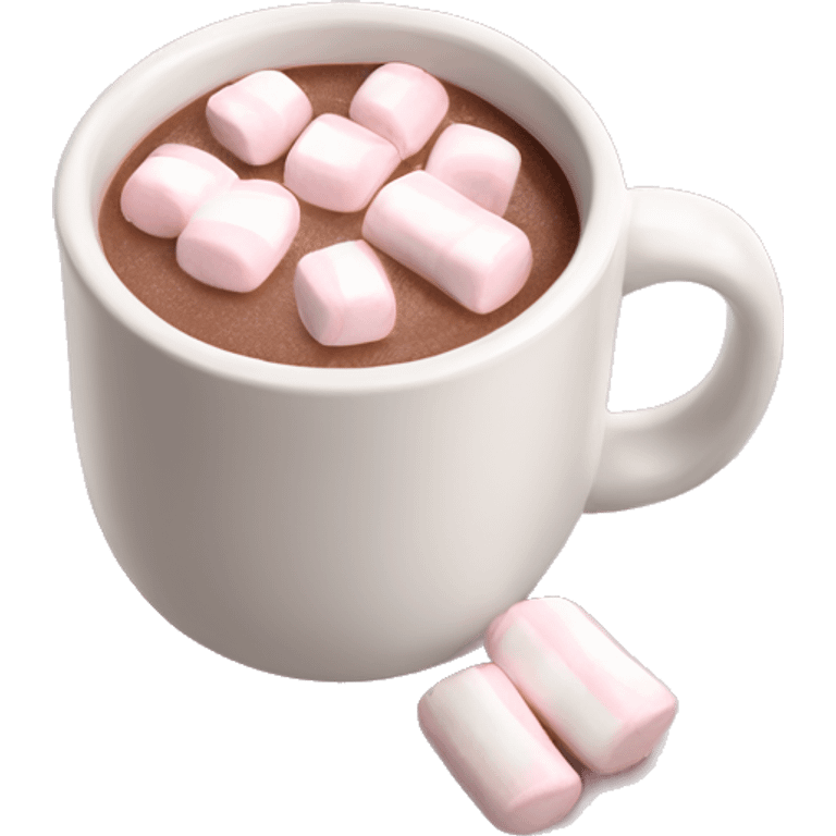 Light Pink mug of hot chocolate with marshmallows  emoji