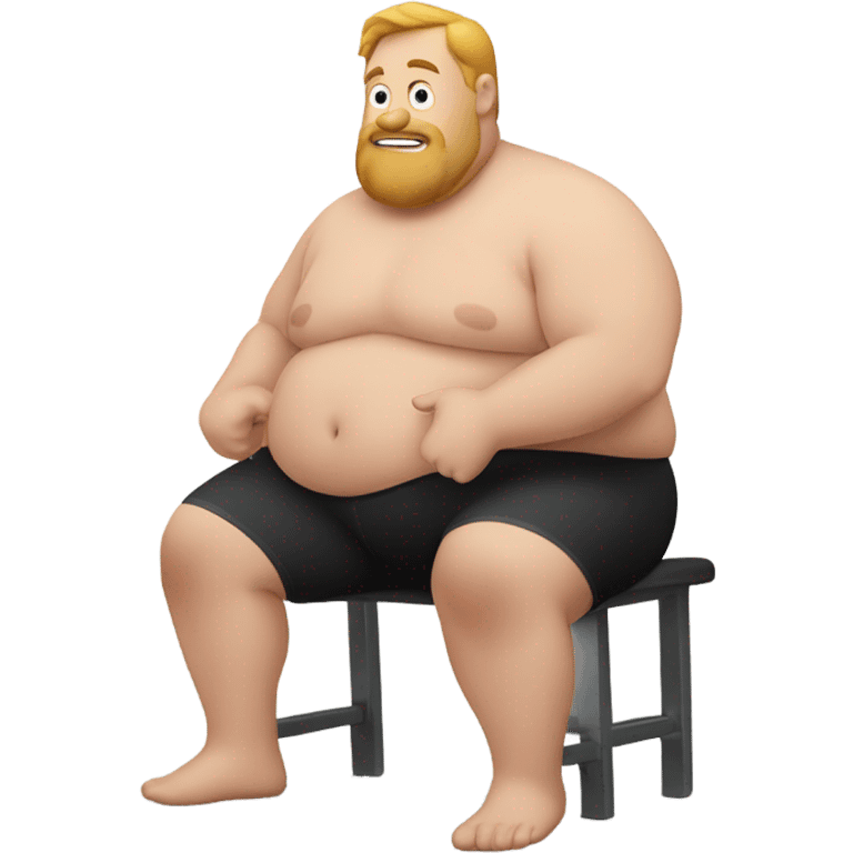 side view of fat white guy shirtless doing sit-ups emoji