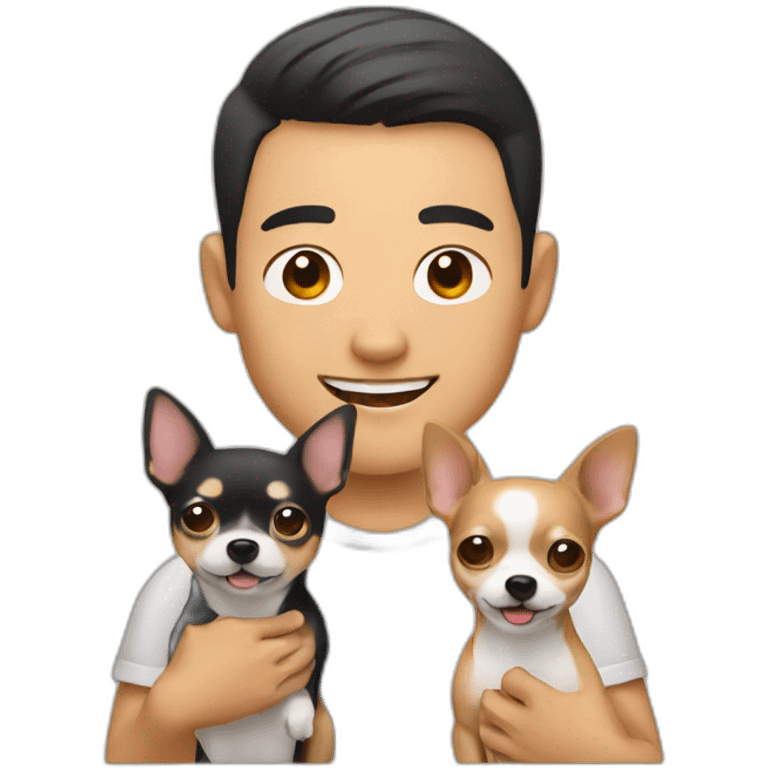 Asian guy with two chihuahua emoji