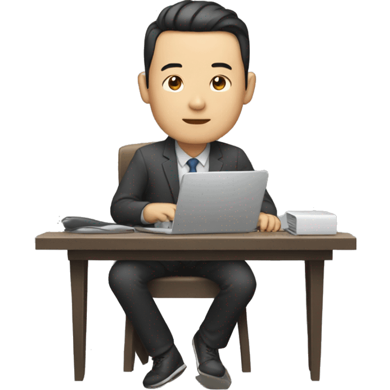 chinese man typing at a desk emoji