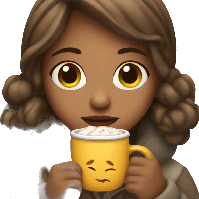 Girl drinking hot cocoa  emoji