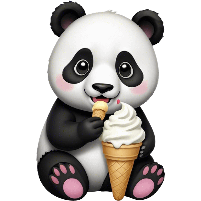 Panda eating ice cream emoji