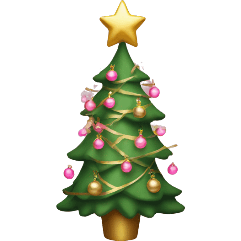 christmas tree with pink and gold decorations emoji