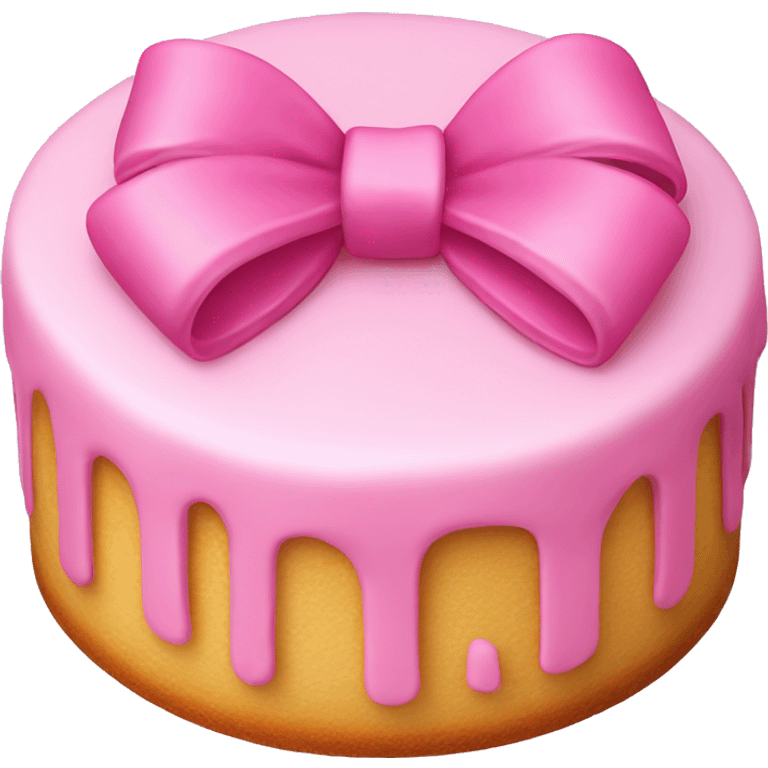 Cake with a bow on top in pink  emoji