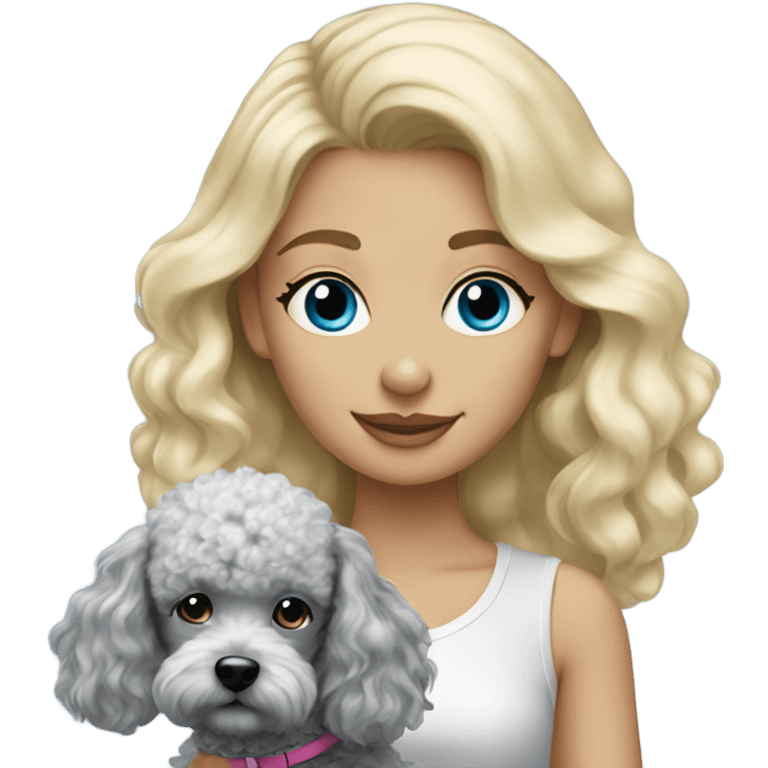 Blonde girl with blue Merle poodle  emoji