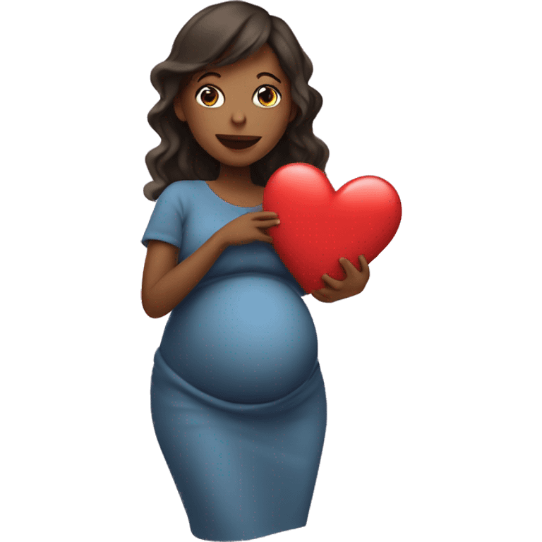 pregnant woman showing a heart emoji