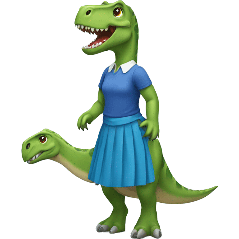 Dinosaur with blue skirt emoji