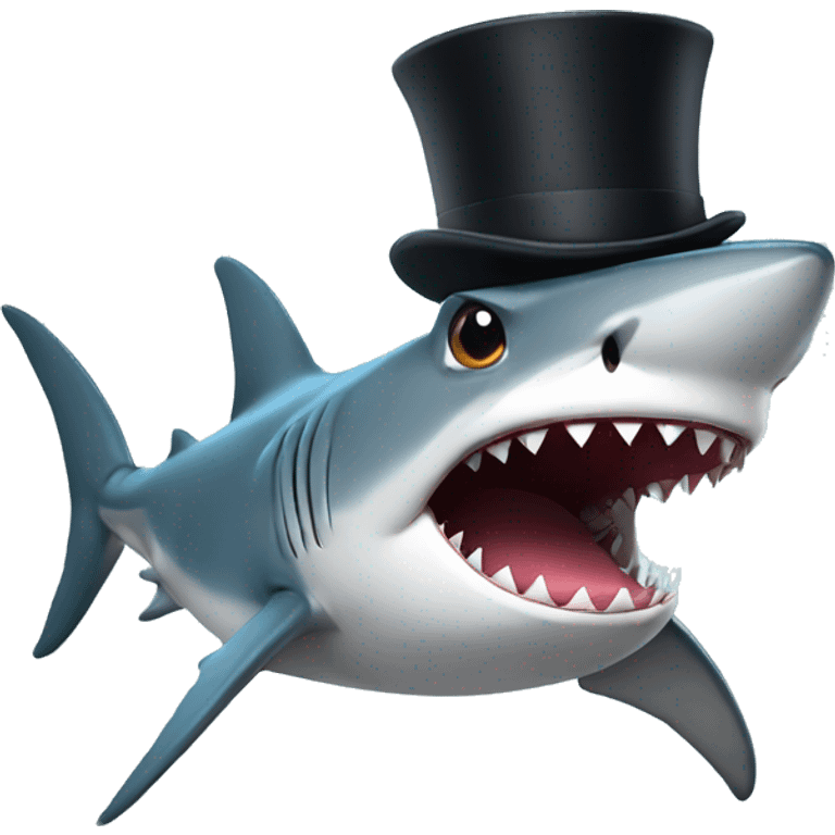 Shark with a top hat emoji