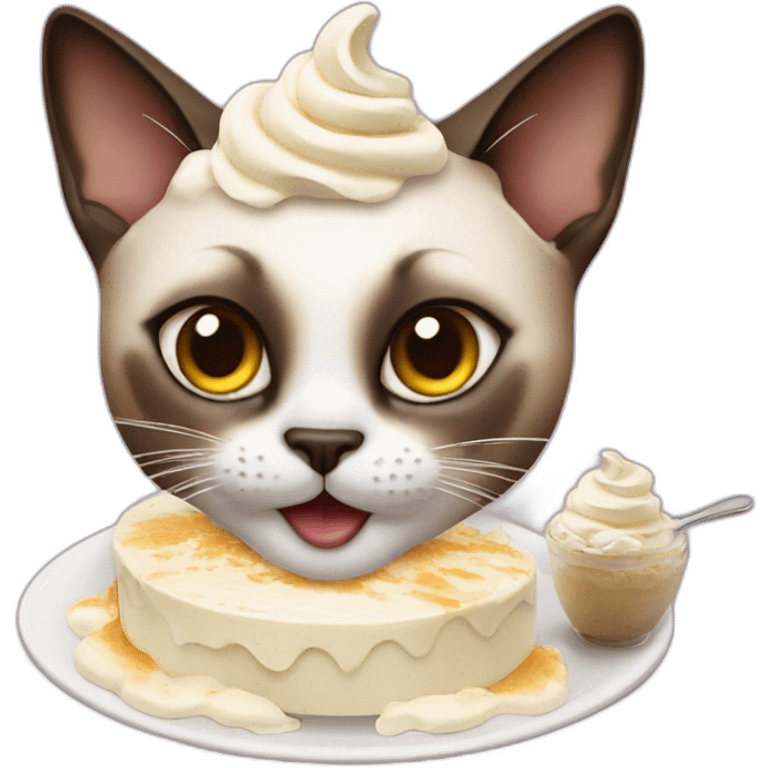 A Siamese cat eating whipped cream emoji