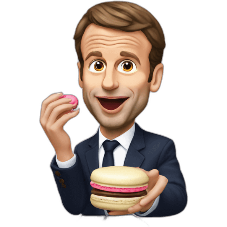 emmanuel macron eating a french macaron emoji