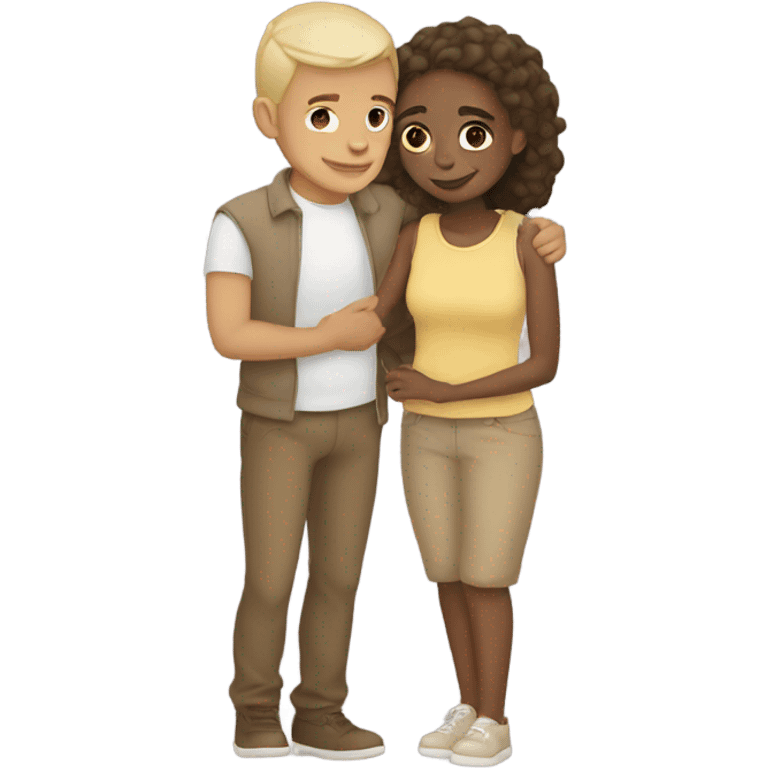 Light skin colour couple hug emoji