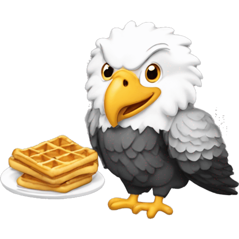 Bald eagle eating waffles with the letters cwe emoji