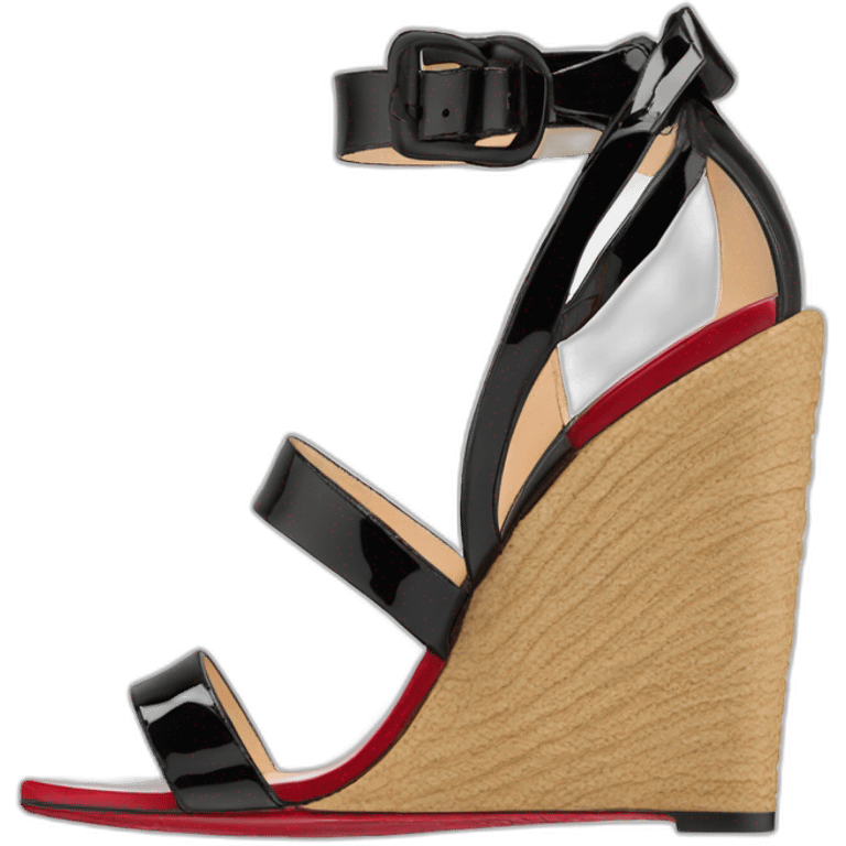 WEDGE heel LOUBOUTIN black leather PATENT emoji