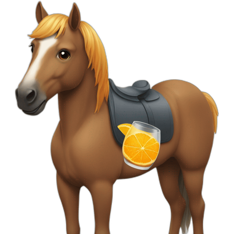 a horse drinking orange juice emoji