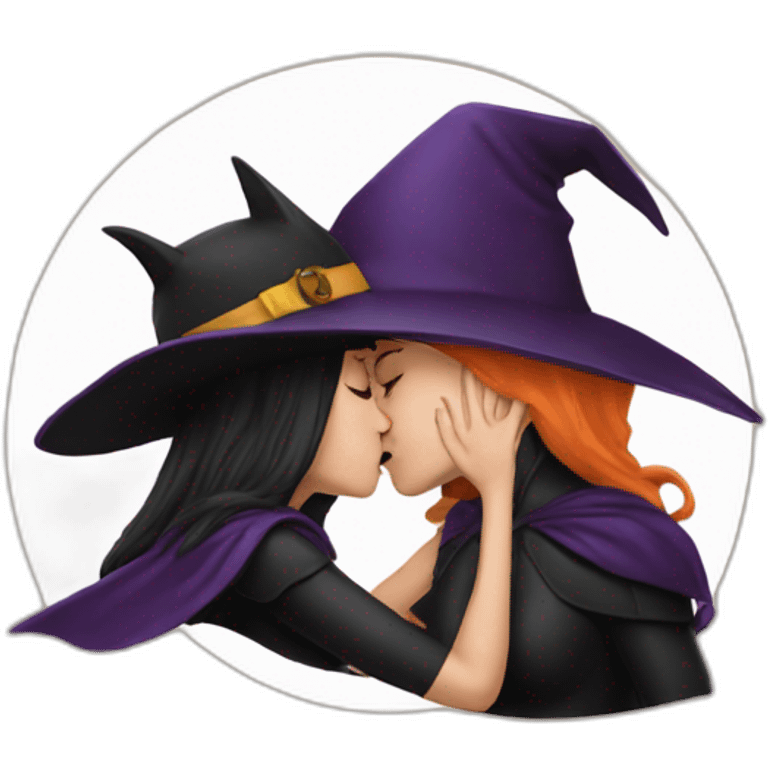 A female  witch kissing Batman emoji