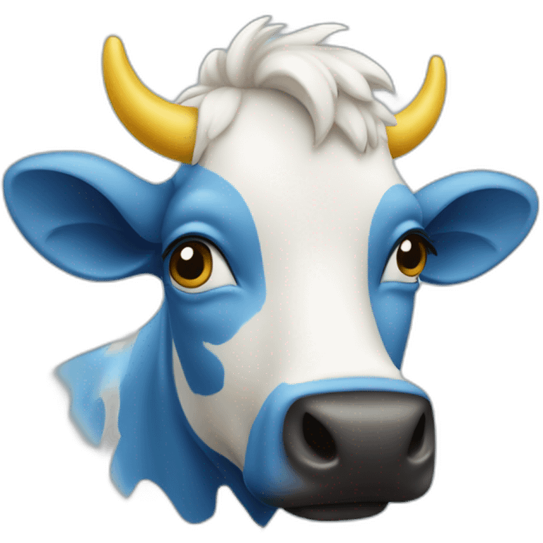 Vache bleu avec des taches jaunes emoji