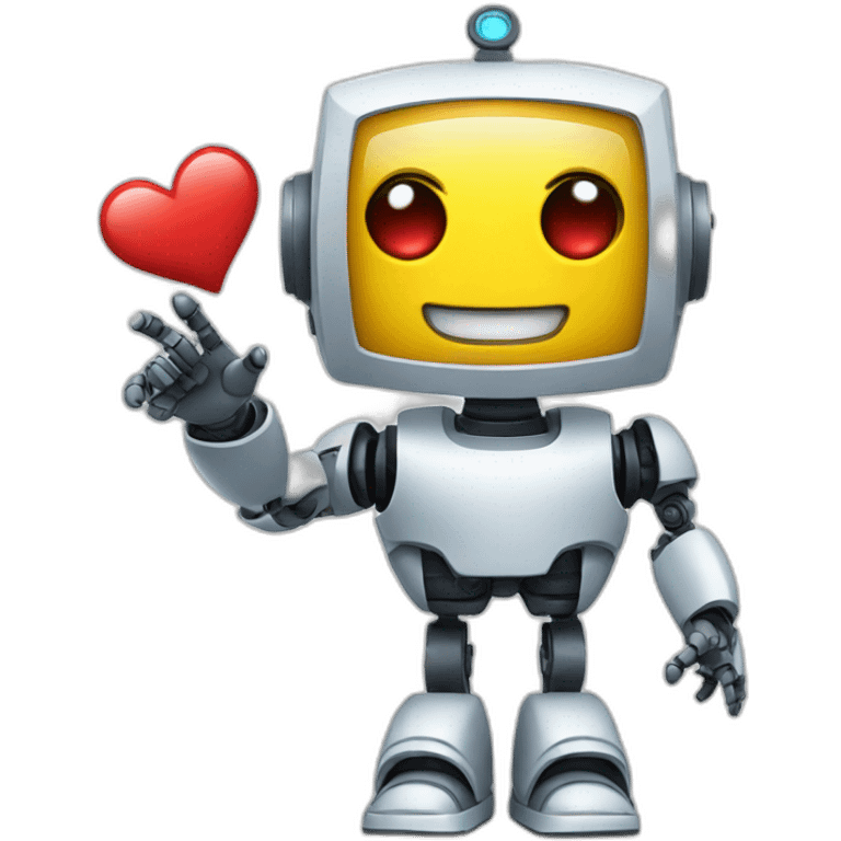 Robot doing a heart sign emoji