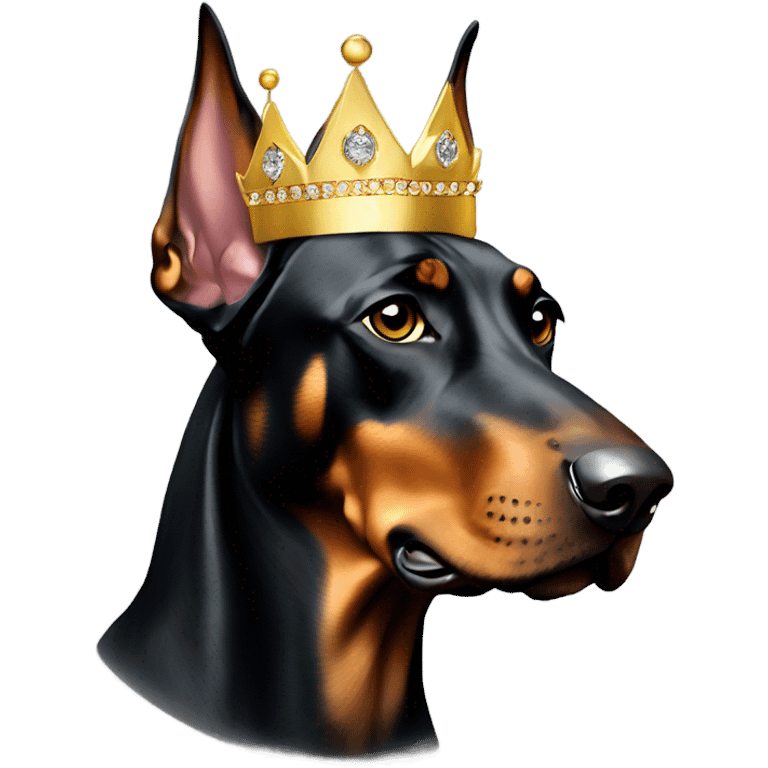 Doberman with gold crown, black diammonds emoji