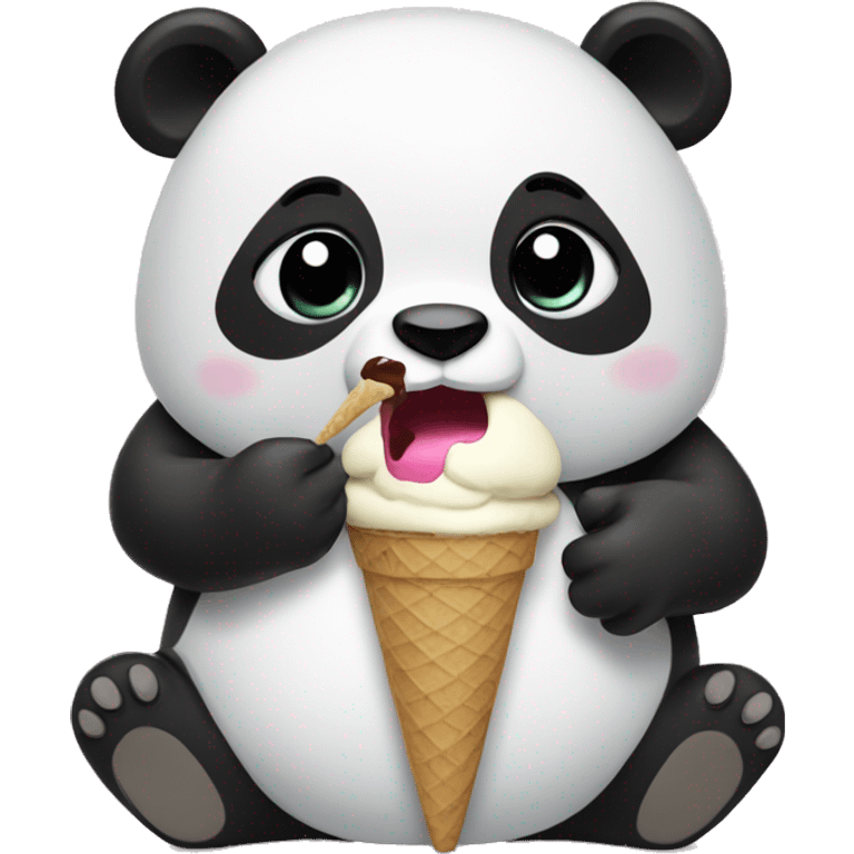 Panda eating ice cream emoji