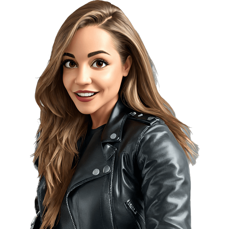 smiling girl in leather jacket emoji