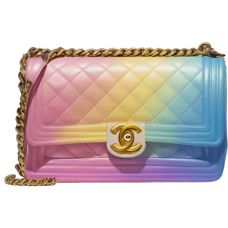 Cuba collection Chanel boy bag with Rainbow diagonal ombré with pastel pink, yellow and blue emoji