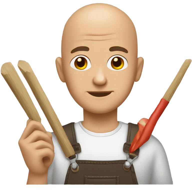 Bald man doing arts and crafts  emoji