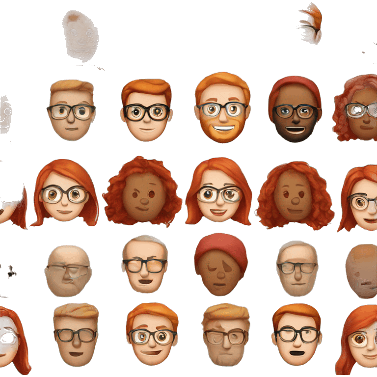 Long Red haired white woman in beanie. Red haired white husband with glasses emoji