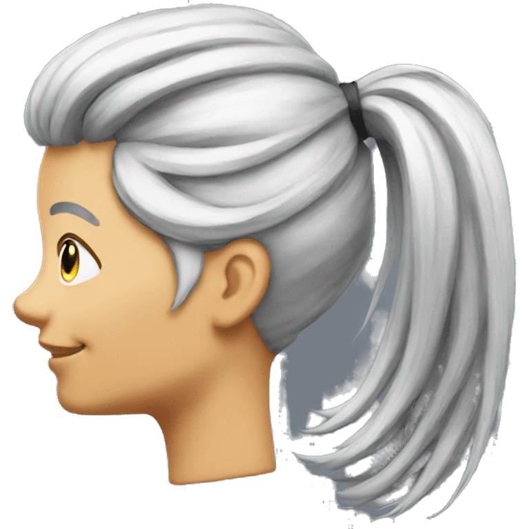 silver hair ponytail emoji