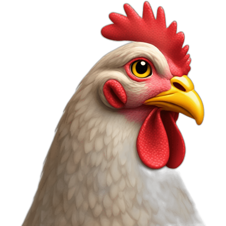 Hen doubtful about another's sexual orientation emoji