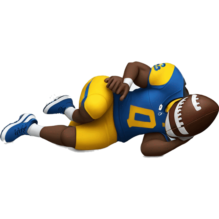 Laying down with a football emoji