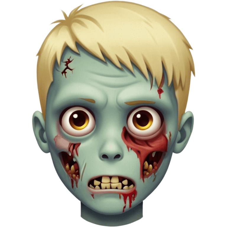 A zombie boy with blond hair and injured face emoji