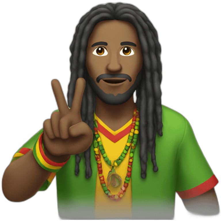 Rasta man in  with peace hand emoji