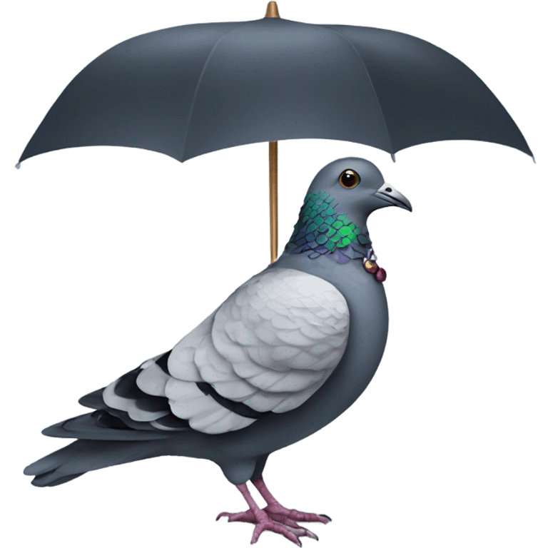 A pigeon with a fancy suit and umbrella emoji