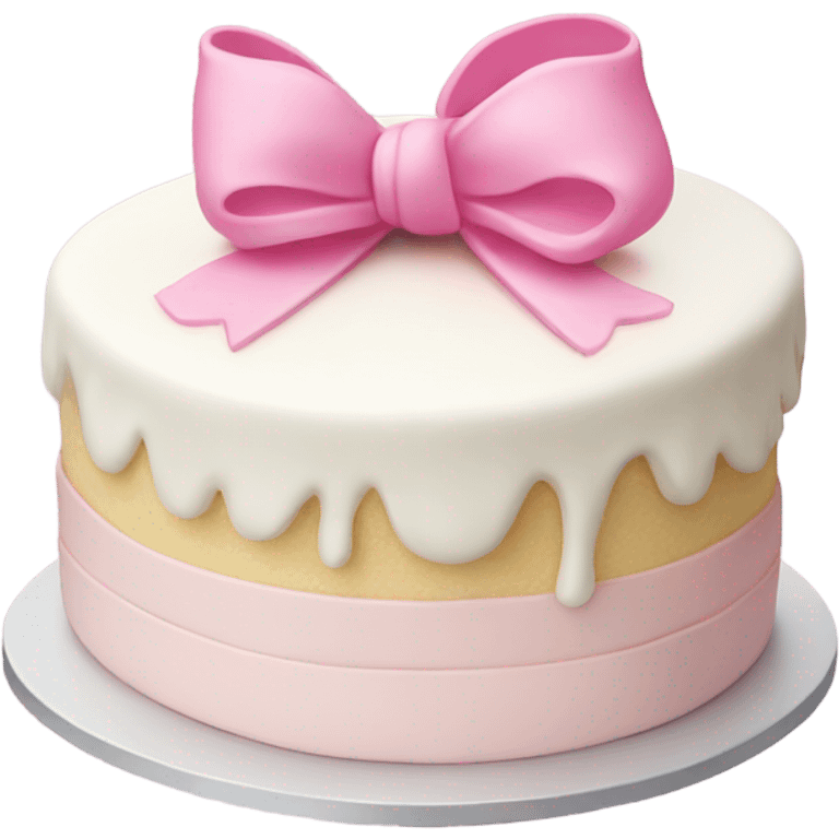 white cake with a pink bow emoji