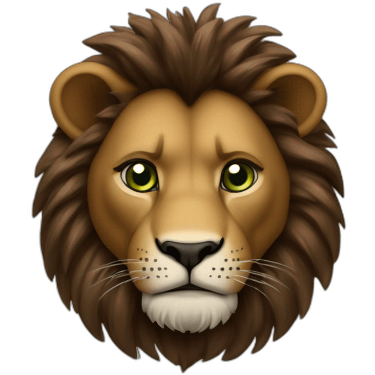 Lion crinière noire fourrure marron yeux verts   emoji