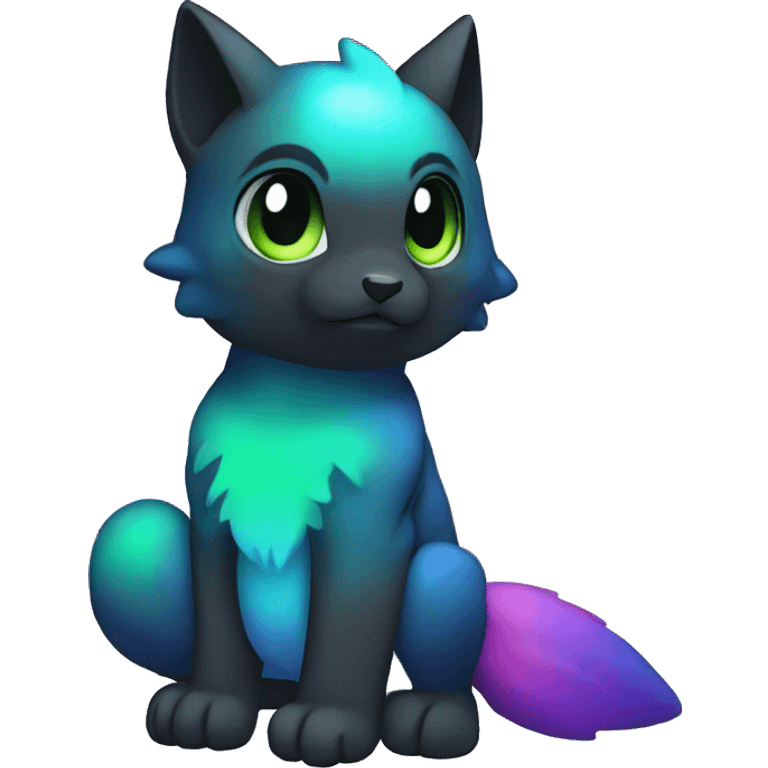 Cute cool black nebula green blue purple pink animal hybrid Fakemon full body emoji