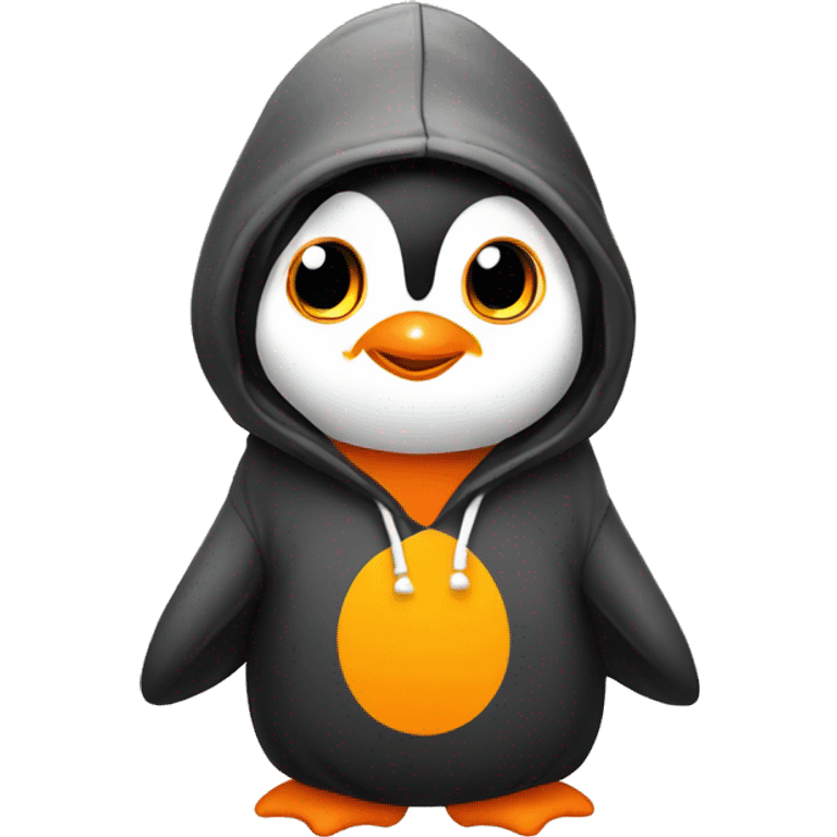 Head Little Cute Stylized Penguin with Hoodies Yellow Orange emoji