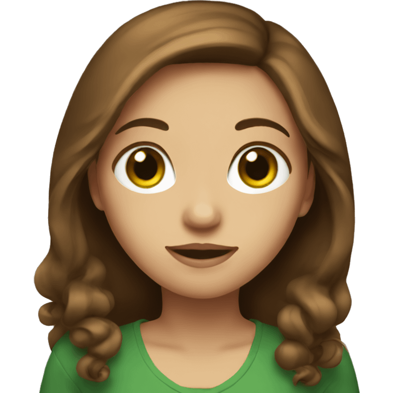 A girl with green eyes and brown hair emoji